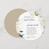 清潔なアイボリー ホワイト フローラ ウェディング アフター ブランシュ 招待状 (正面/裏面)