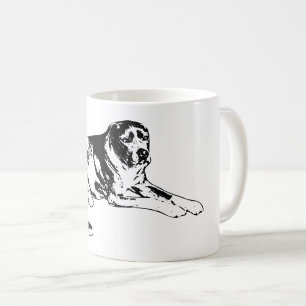 清潔なインクで描かれた不動の仔犬 コーヒーマグカップ