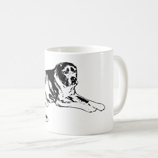 清潔なインクで描かれた不動の仔犬 コーヒーマグカップ (正面右)
