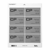 清潔なシンプルグレー モノグラム モダンビジネス ラベル (フルシート)