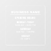 清潔なビジネス営業時間テンプレートカスタム ウィンドウサイン (シート)