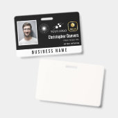 清潔なブラックデザインに3つのロゴを追加したオフィス社員バッジ バッジ (表裏)