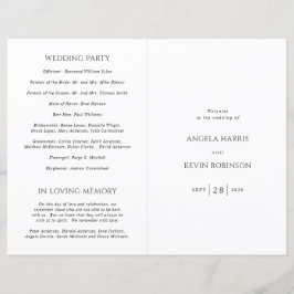 清潔なブラック&ホワイトのカトリック結婚式プログラム