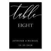 清潔なブラック モダン ミニマリスト カリグラフィー シーティング テーブルナンバー (裏面)