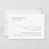 清潔なモノクロの現代的な結婚式 出欠カード (正面)