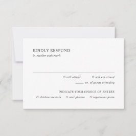 清潔なモノクロの現代的な結婚式 出欠カード