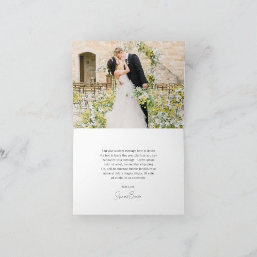 清潔なモノクロ写真 現代の結婚式 サンキューカード (内部)