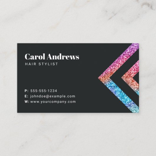 清潔なレインボーグリッターのホログラフィックヘアサロン 名刺 (正面)