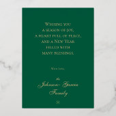 清潔な森 緑の雪の結晶 クリスマス ゴールド 箔シーズンカード (裏面)