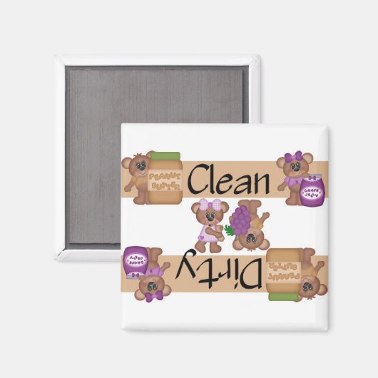 清潔または汚いピーナッツバターおよびゼリー食洗機 マグネット (正面/裏面)