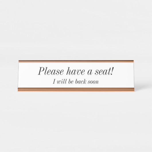 清潔エレガントで「座って！」 デスクネームプレート (正面)