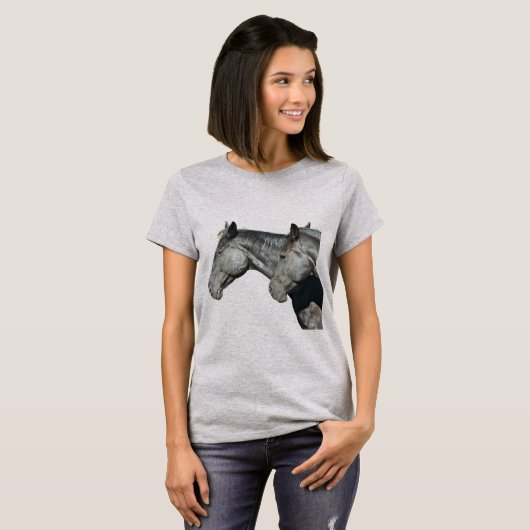 清潔感のある横顔の黒い馬の頭 Tシャツ (正面フル)