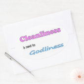 清潔感は信心深さの隣にある 楕円形シール (封筒)