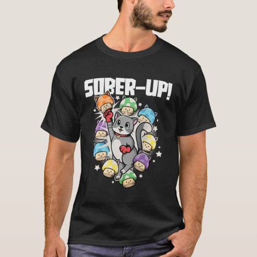 清醒+清醒なネコゲーマー Tシャツ (正面)
