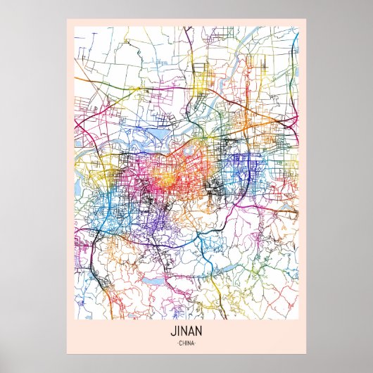 済南中国都市地図 ポスター (正面)