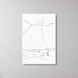 済州島のかわいいミニマリスト塗り絵 キャンバスプリント