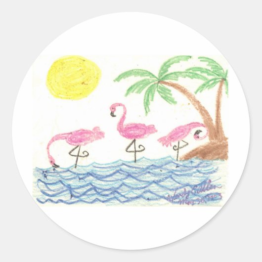 渉水フラミンゴ ラウンドシール (正面)