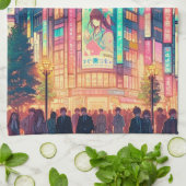 渋谷のネオンドリーム キッチンタオル (折り畳み)