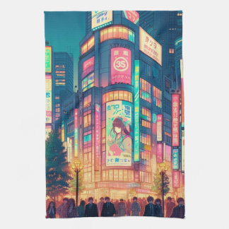 渋谷のネオンドリーム キッチンタオル