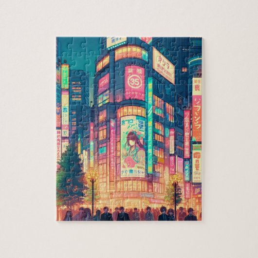 渋谷のネオンドリーム ジグソーパズル (縦)