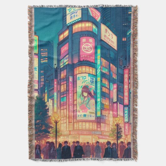 渋谷のネオンドリーム スローブランケット (正面縦)