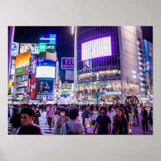 渋谷クロッシングの夜景 ポスター