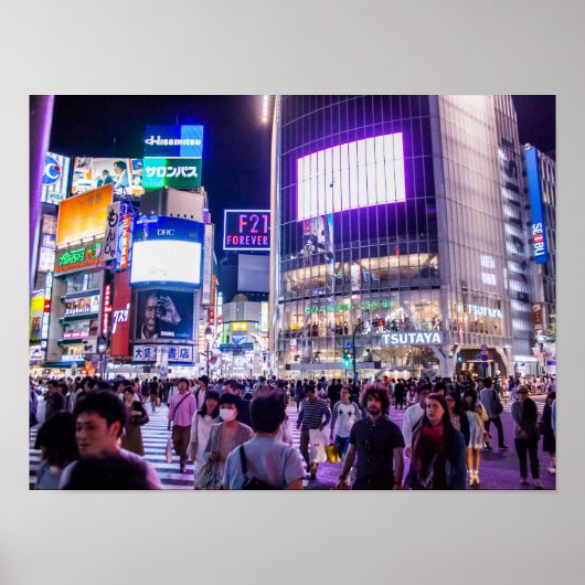 渋谷クロッシングの夜景 ポスター (正面)
