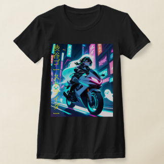 「渋谷幽霊ライダー」 - Cyberpunk Neon Spirit Tシャツ