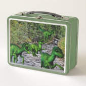 渓流によるベロキラプトル メタルランチボックス (正面)
