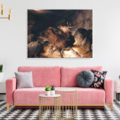 渓流に流れる鹿と猟犬 キャンバスプリント (インサイチュ (リビング))