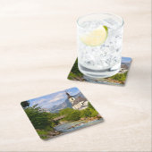 渓流景観を持つ山岳教会 スクエアペーパーコースター (インサイチュ)