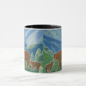 渓谷のクマの家族 マグカップ (中央)