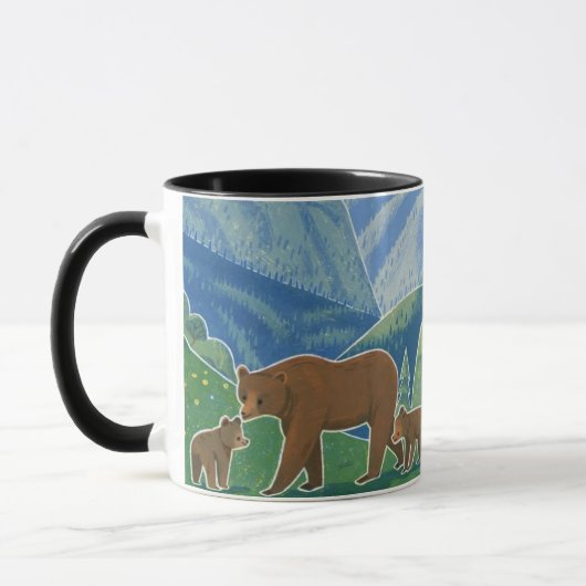 渓谷のクマの家族 マグカップ (左)