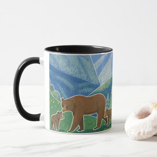 渓谷のクマの家族 マグカップ (ドーナツ)