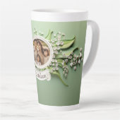 渓谷のユリパーソナライズされたー家族写真 カフェラテマグ (右アングル)