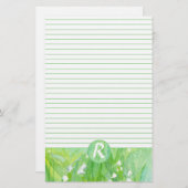 渓谷のユリ花モノグラム裏打ち 便箋 (正面/裏面)