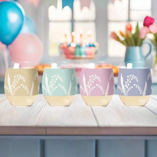 渓谷のリリーフローラの背景 ステムなしワイングラス (インサイチュ (ベビーシャワー))