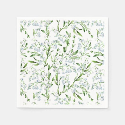 渓谷の花の水彩リリー スタンダードカクテルナプキン (正面)