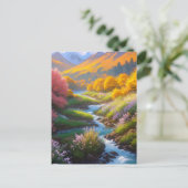 渓谷を流れる急カラフル流 シーズンポストカード (スタンド正面)