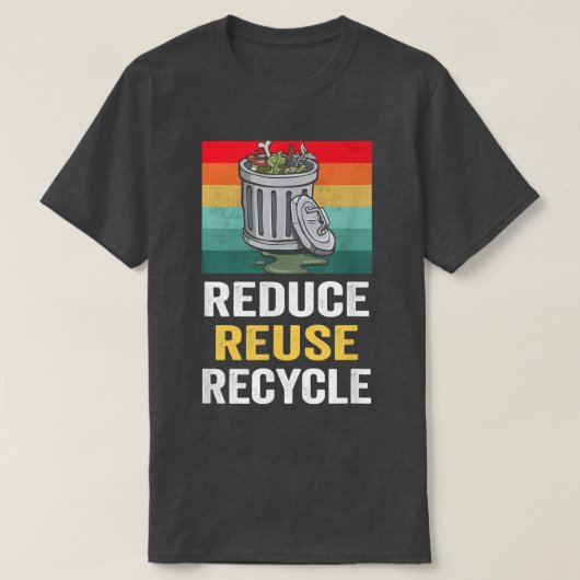 減ら再利用リサイクルトラック車ごみトラック運転手 Tシャツ (デザイン正面)