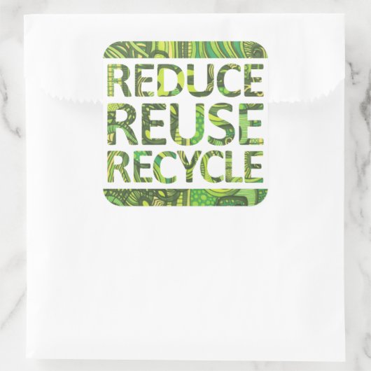 減ら再利用リサイクル環境にやさしいことをしようシール スクエアシール (バッグ)