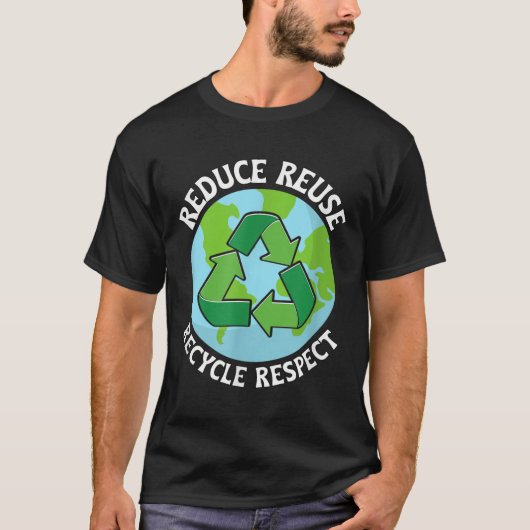 減ら再利用リサイクル環境保護 Tシャツ (正面)