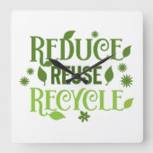 減ら再利用リサイクル スクエア壁時計 (正面)