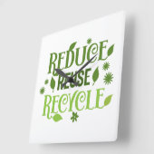 減ら再利用リサイクル スクエア壁時計 (傾斜)