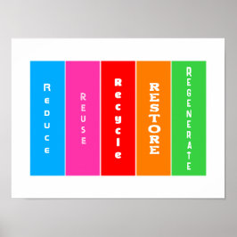 「減ら、再利用、リサイクル、リストア、再生成」 ポスター