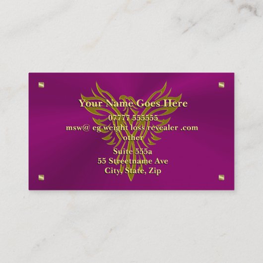 減量の顧問、金正方形、上昇のフェニックス 名刺 (裏面)