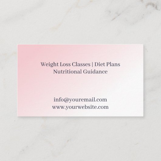 減量コンサルタントのスリミング 名刺 (裏面)