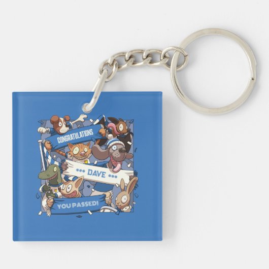 渡された名前を変更する動物ファンの漫画 キーホルダー (裏面)