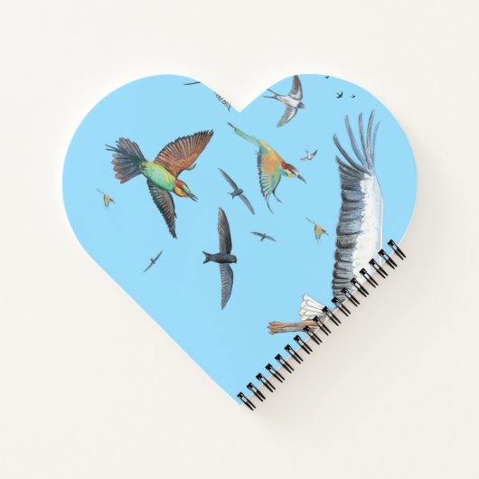 渡り鳥が彼らのフライトの心臓形を追跡 ノートブック (裏面)