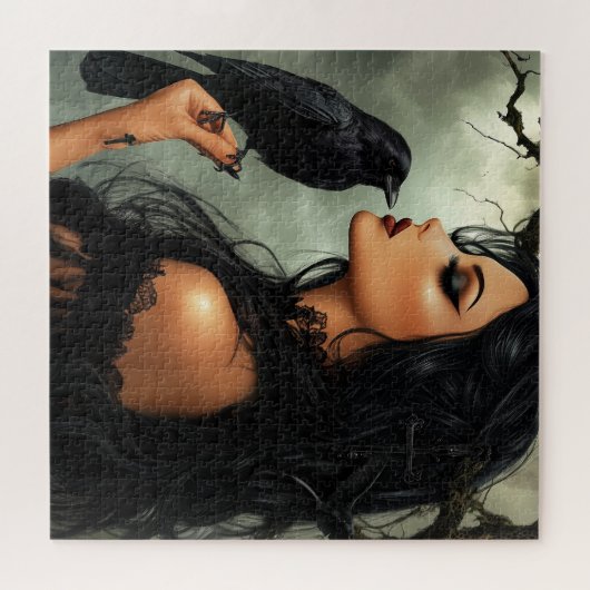 渡り鳥の美しいゴシック様式の女性 ジグソーパズル (横)
